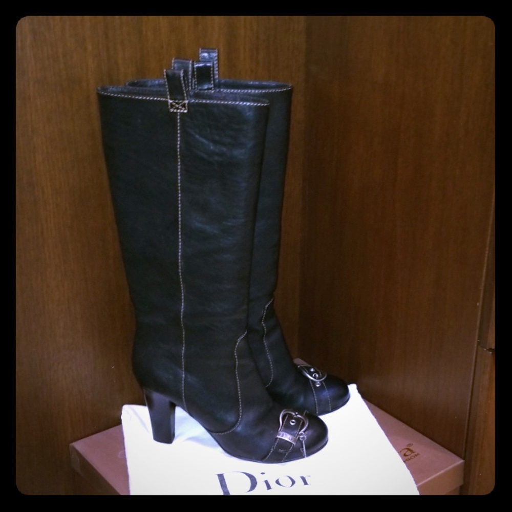 Circa 2005 Vintage Dior Gaucho Boots 37.5 Black EUC